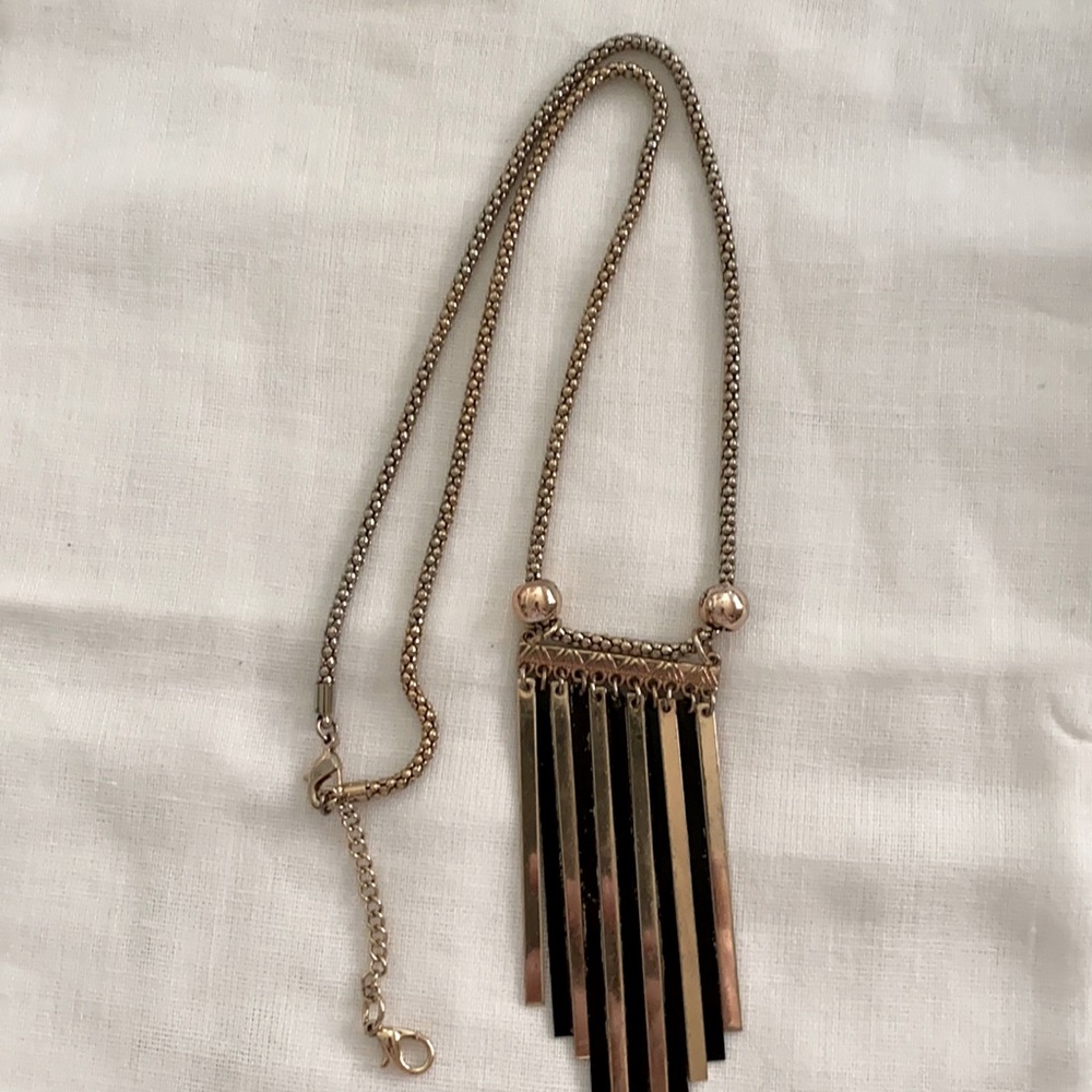 Gold tone & black necklace